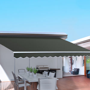 Retractable Folding Arm Awning | Manual Sunshade 5Mx3M Grey