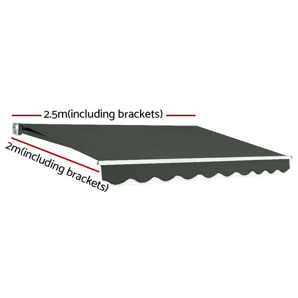 Retractable Folding Arm Awning | Motorised Sunshade | 2.5Mx2M | Grey