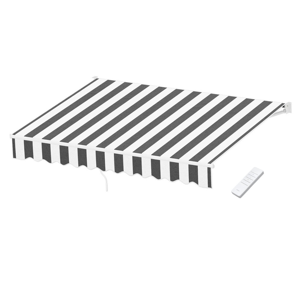 Motorised Retractable Awning | 2.5m x 2.0m | Folding Arm Sunshade | Grey/White