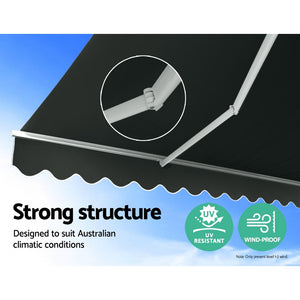 Retractable Folding Arm Awning | Motorised Sunshade | 3Mx2.5M | Grey