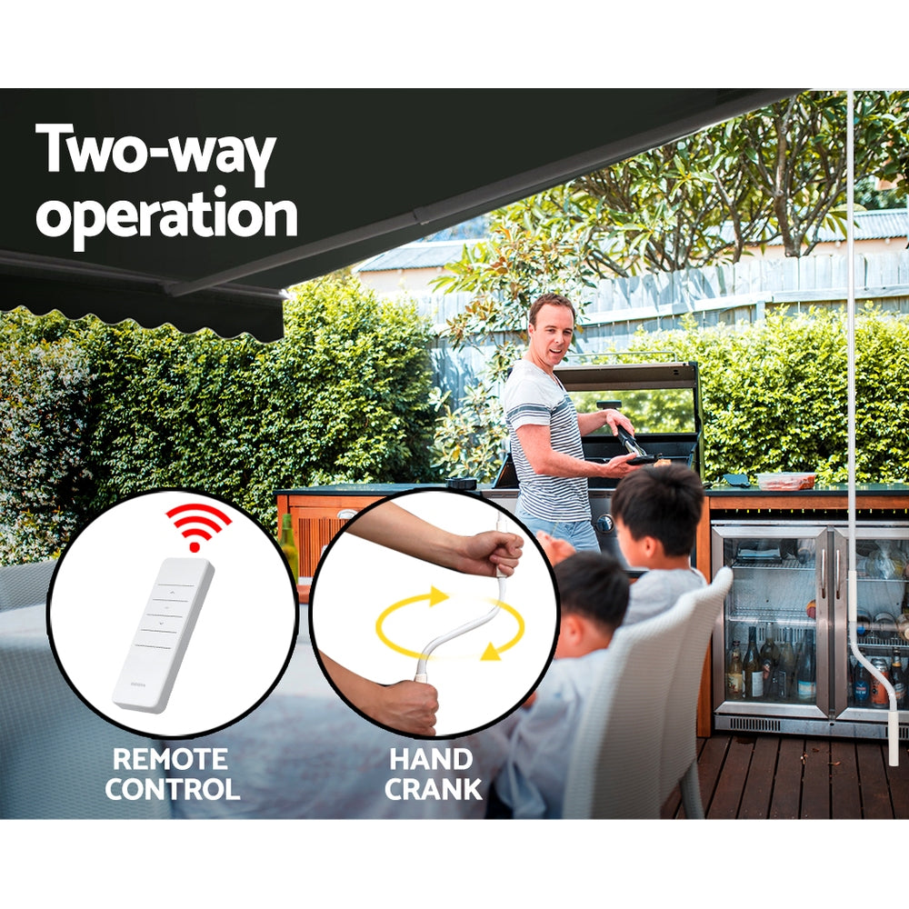 Retractable Folding Arm Awning | Motorised Sunshade | 3Mx2.5M | Grey
