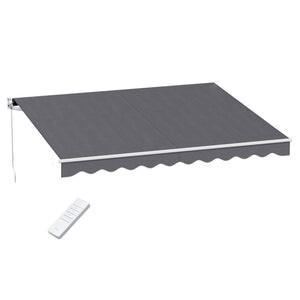 Instahut Retractable Folding Arm Awning Motorised Sunshade 3.5M X 3M Grey