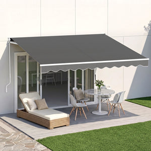 Instahut Retractable Folding Arm Awning Motorised Sunshade 3.5M X 3M Grey