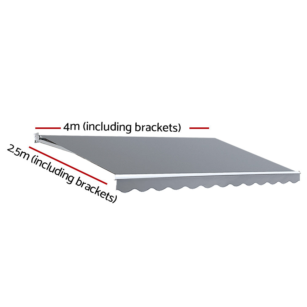 Retractable Folding Arm Awning | Motorised Sunshade | 4Mx2.5M | Pearl Grey
