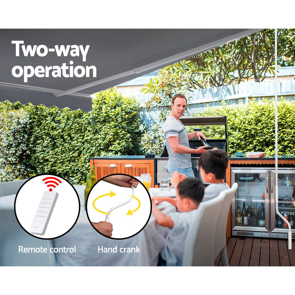 Retractable Folding Arm Awning | Motorised Sunshade | 4Mx2.5M | Pearl Grey