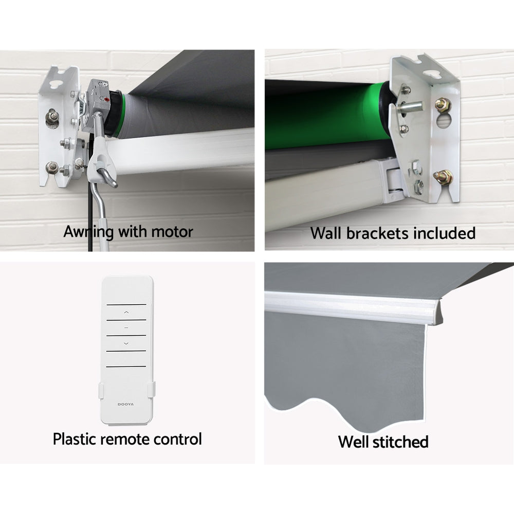 Retractable Folding Arm Awning | Motorised Sunshade | 4Mx2.5M | Pearl Grey