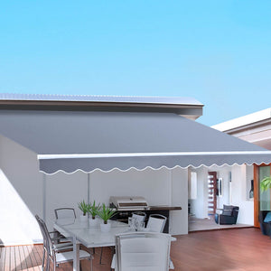 Retractable Folding Arm Awning | Motorised Sunshade | 4Mx2.5M | Pearl Grey