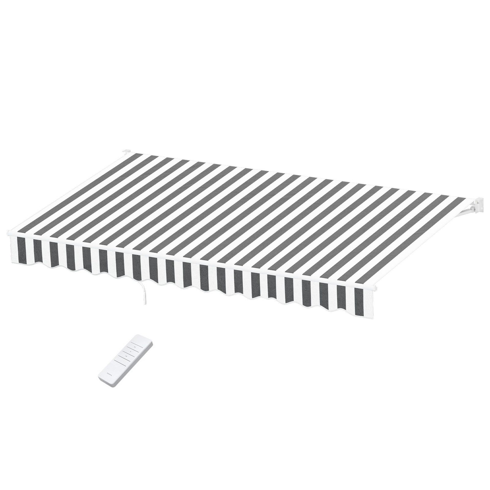 Motorised Retractable Awning | 4.5 x 3m Folding Arm Sunshade | Grey & White