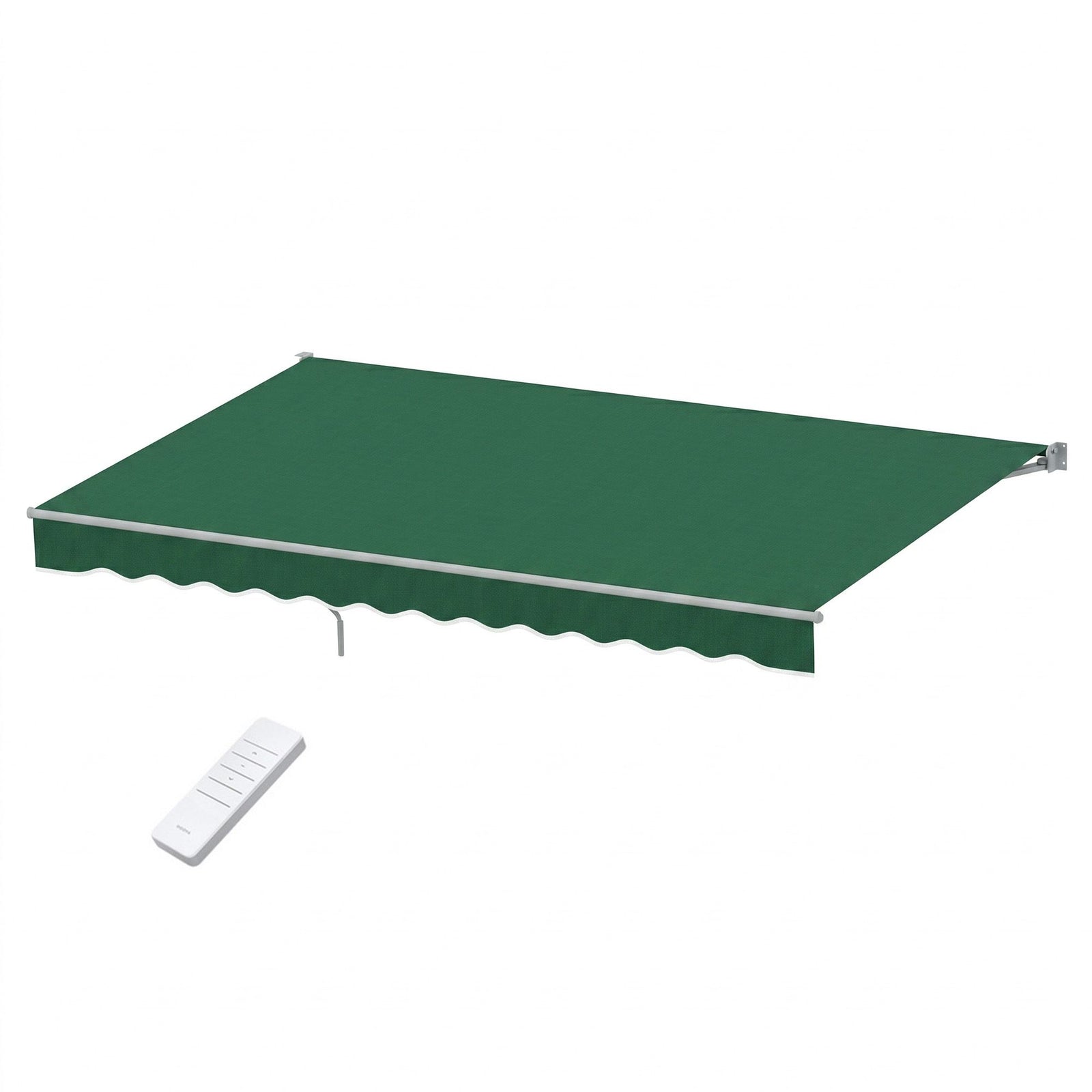 Motorised Retractable Awning | 5 x 3m Folding Arm Sunshade | Dark Green