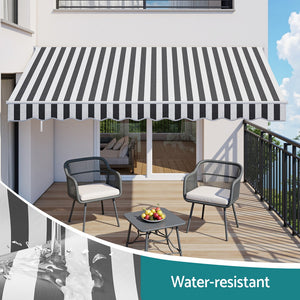 Motorised Retractable Awning | 5.0m x 3.0m | Folding Arm Sunshade | Grey/White