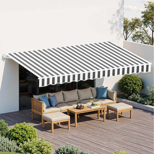 Motorised Retractable Awning | 5.0m x 3.0m | Folding Arm Sunshade | Grey/White