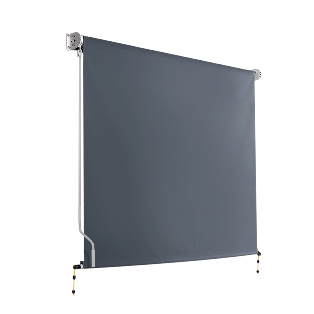 Outdoor Blinds | Blackout Roll Down Awning | Window Shade | 1.5x2.5M | Grey