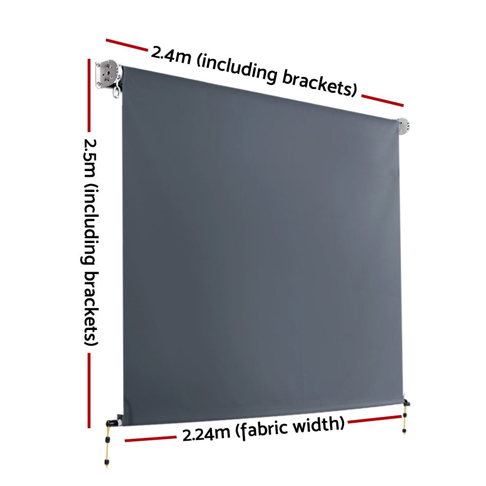 Outdoor Blinds | Blackout Roll Down Awning | Window Shade | 2.4x2.5M | Grey