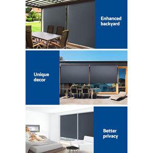 Outdoor Blinds | Blackout Roll Down Awning | Window Shade | 2.4x2.5M | Grey