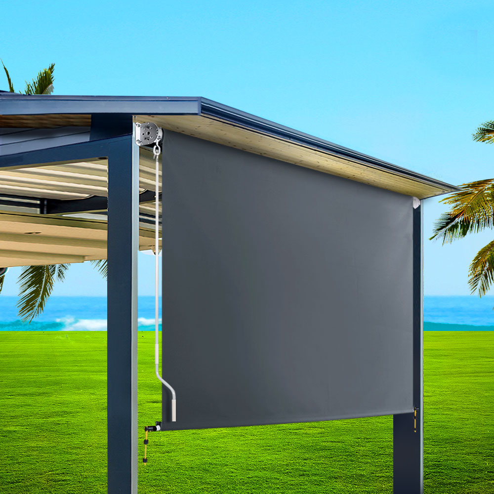 Outdoor Blinds | Blackout Roll Down Awning | Window Shade | 2.4x2.5M | Grey