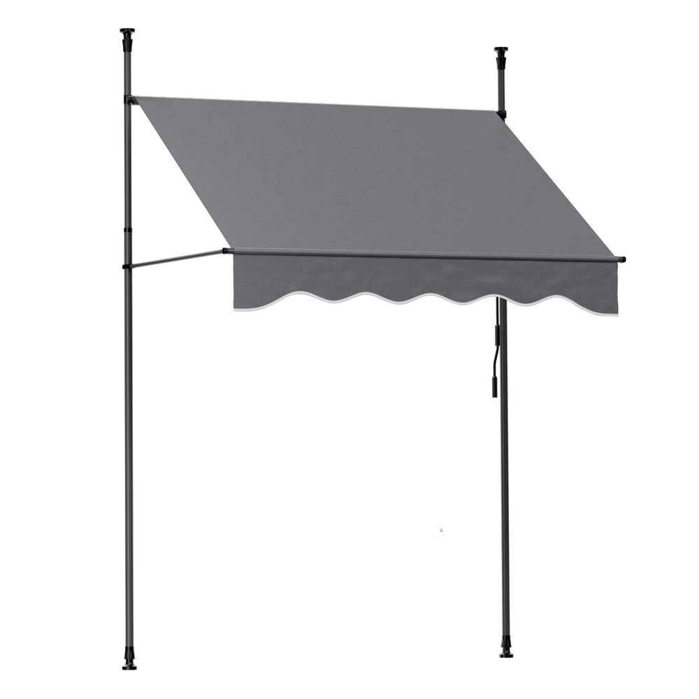 Fixed Pivot Arm Awning | 2.0 x 1.8m | Outdoor Door Canopy | Grey