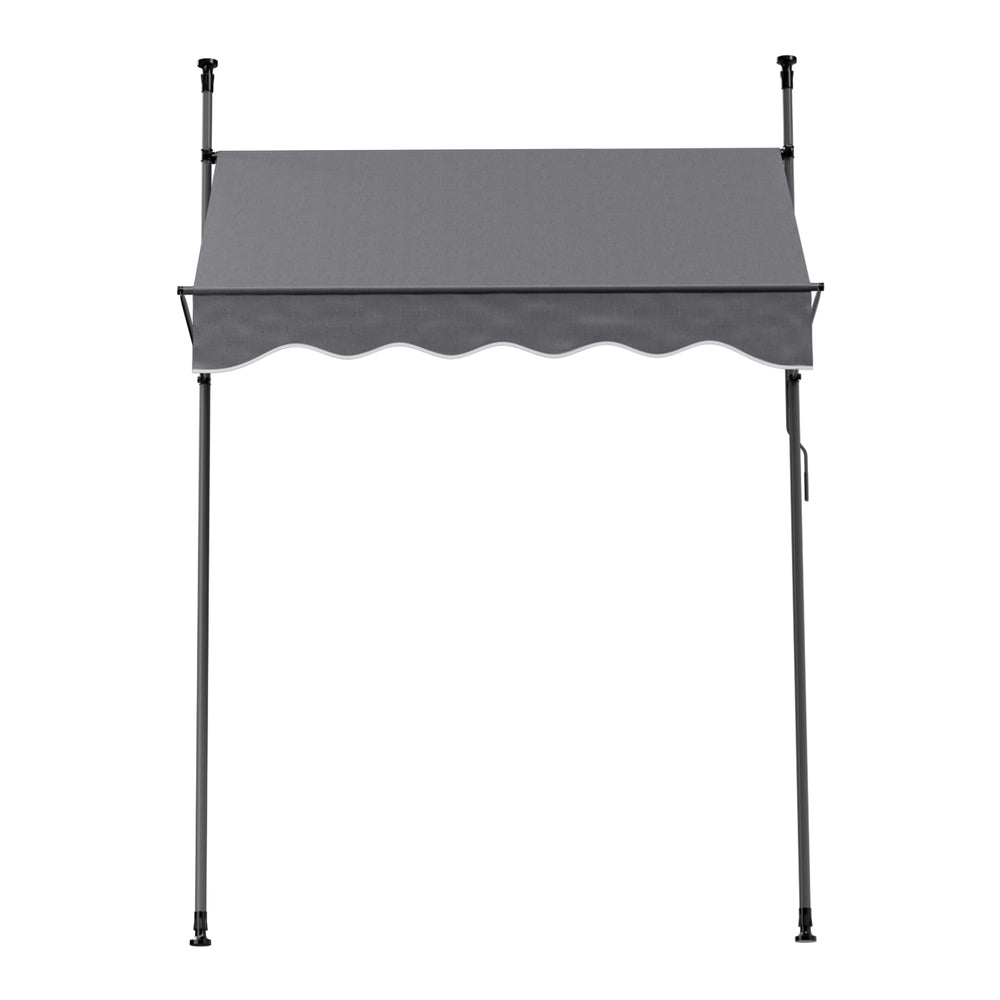 Fixed Pivot Arm Awning | 2.0 x 1.8m | Outdoor Door Canopy | Grey