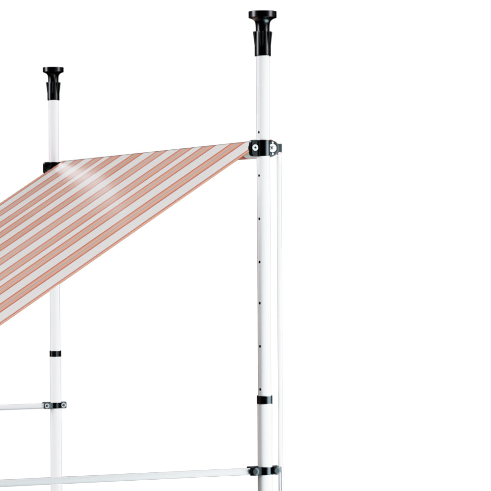 Window Fixed Pivot Arm Awning | Outdoor Door Canopy | 2x1.8M | Beige/Brown