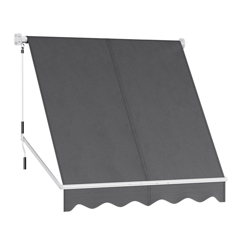Retractable Fixed Pivot Arm Window Awning | Outdoor Blinds | 2.1x2.1M | Grey