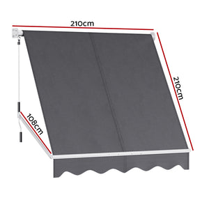 Retractable Fixed Pivot Arm Window Awning | Outdoor Blinds | 2.1x2.1M | Grey