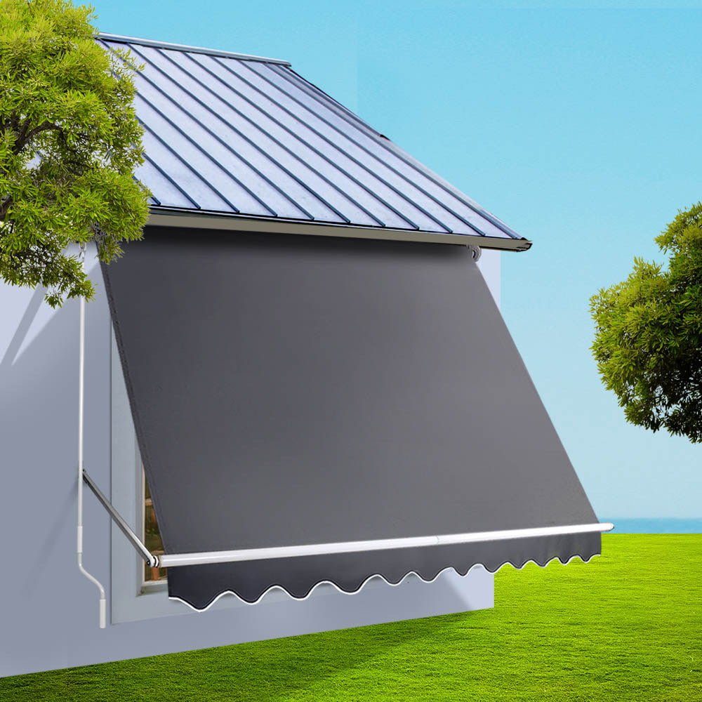 Window Fixed Pivot Arm Awning | Patio Outdoor Blinds | Retractable | 2.8x2.1M