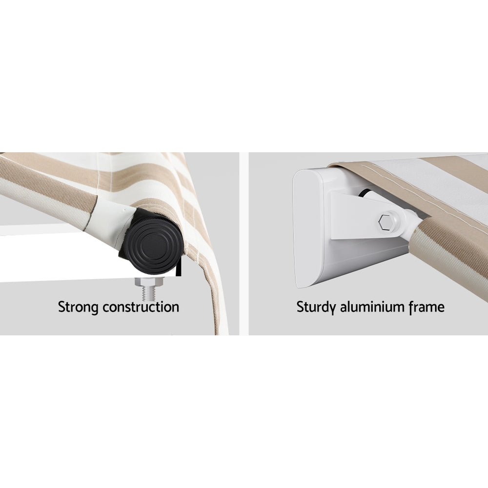 Instahut | Window Door Awning | 1mx1m | Beige White | Polyester Fabric | Aluminum Frame