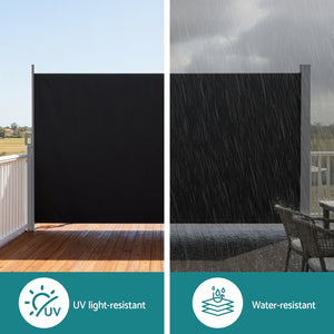 Retractable Side Awning | 1.8 x 3.0m | Outdoor Privacy Screen | Black