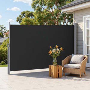Retractable Side Awning | 1.8 x 3.0m | Outdoor Privacy Screen | Black