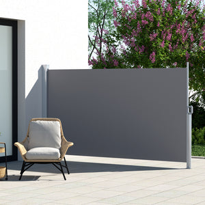 Side Awning Sun Shade | Outdoor Retractable Privacy Screen | 1.8x3M | Grey