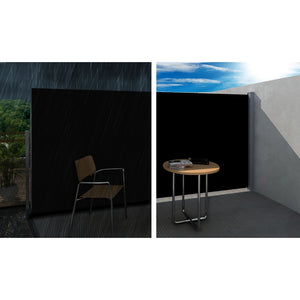 Side Awning Sun Shade | Outdoor Retractable Privacy Screen | 2x3M | Black