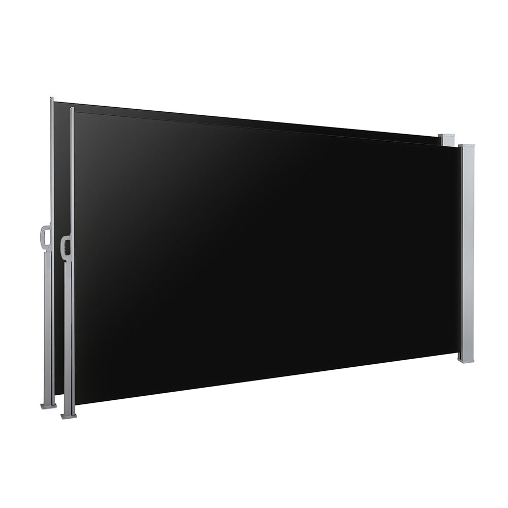 Side Awning | Sun Shade | Outdoor | Retractable Privacy Screen | 2x3M | Black x2