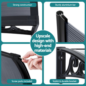Window Awning Canopy | 0.6 x 0.6m | Drainage Cover | Grey