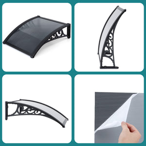 Window Awning Canopy | 0.6 x 0.6m | Drainage Cover | Grey