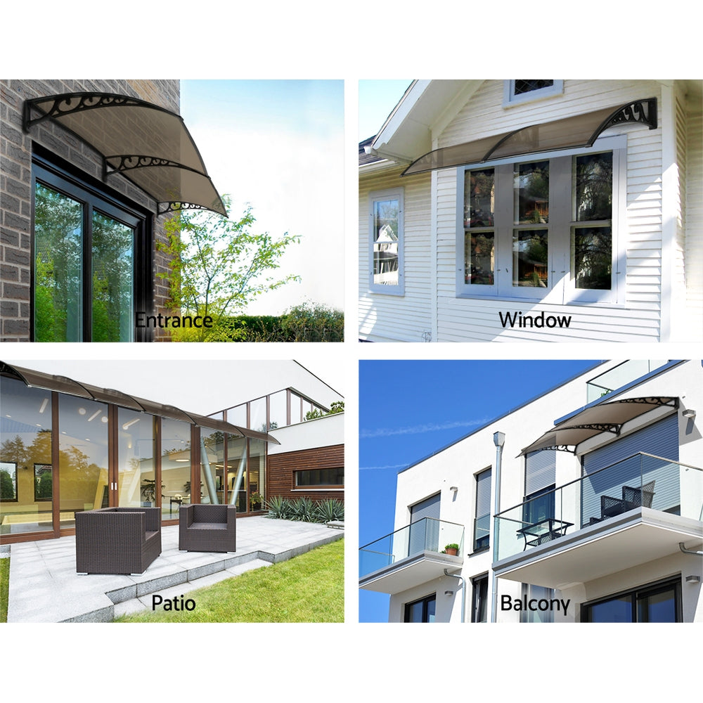 Window Door Awning | 1mx2.4m | Brown | Hollow Sheet Plastic Frame