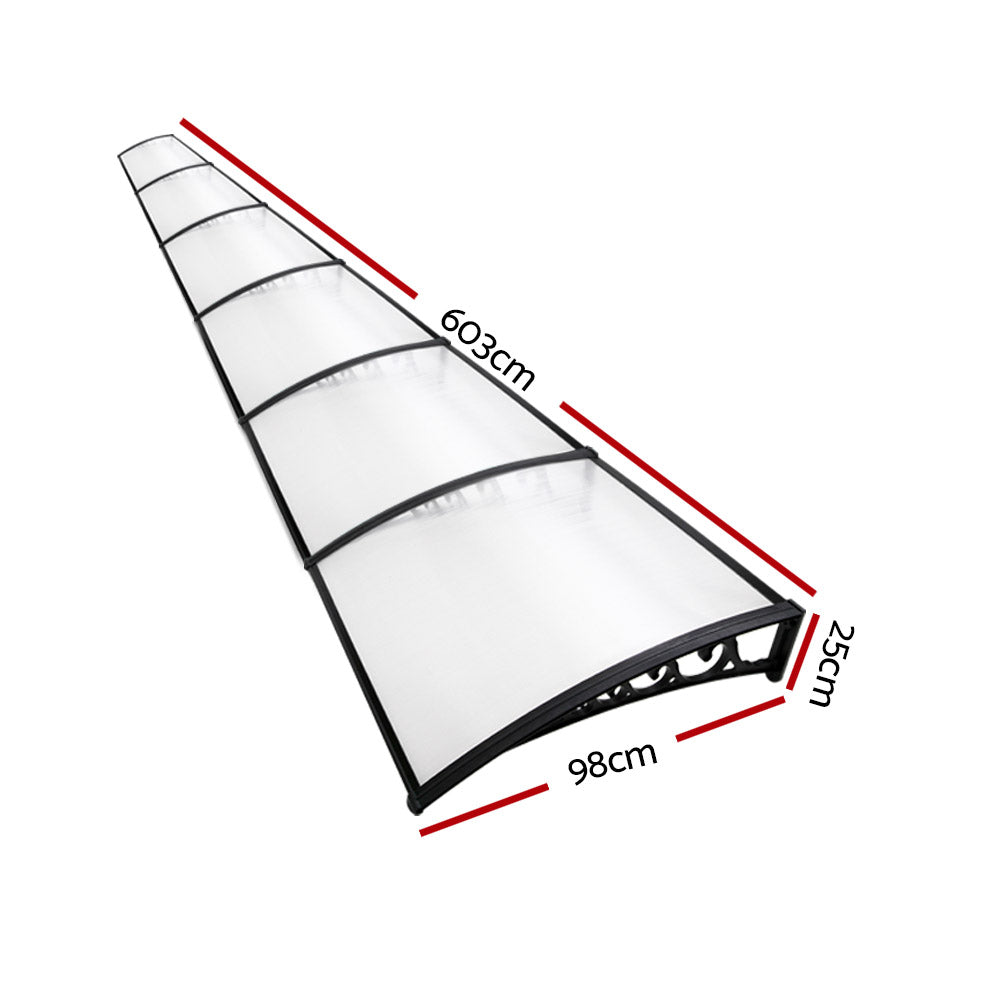 Window Door Awning | 1mx6m | Transparent | Plastic Frame