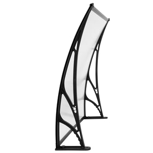 Window Door Awning | Canopy | 1mx2m | Transparent Sheet | Black Plastic Frame