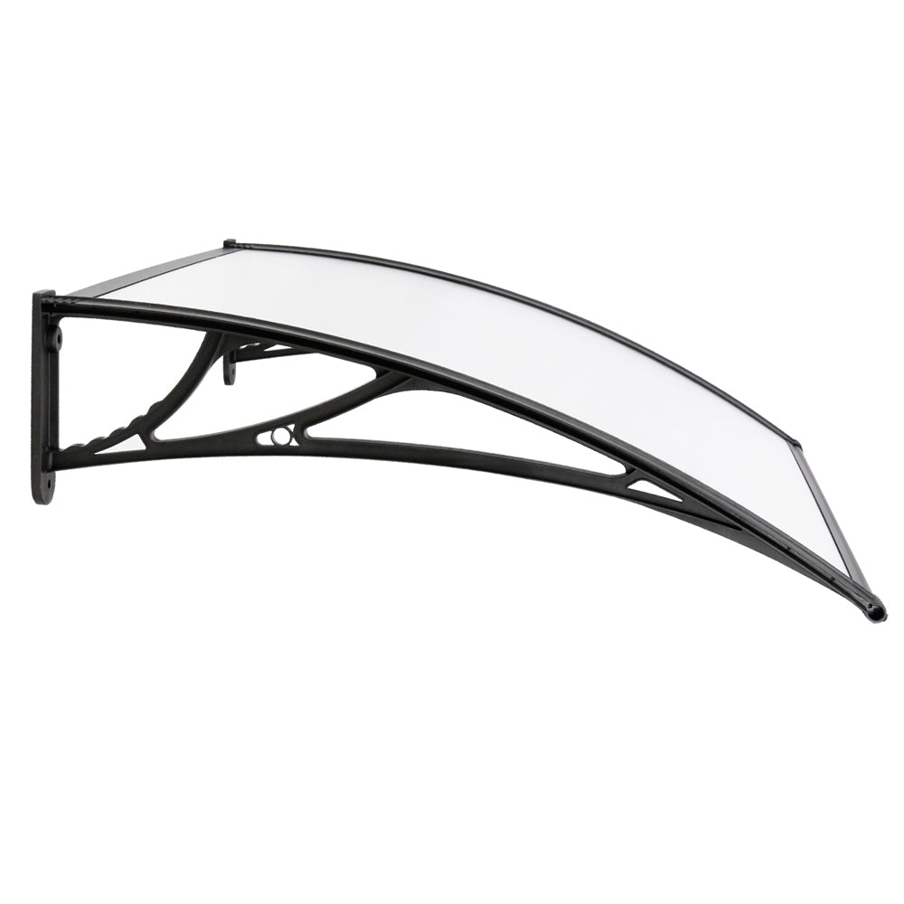 Window Door Awning | Canopy | 1mx2m | Transparent Sheet | Black Plastic Frame