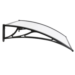 Window Door Awning | Canopy | 1mx2m | Transparent Sheet | Black Plastic Frame