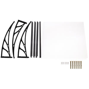 Window Door Awning | Canopy | 1mx2m | Transparent Sheet | Black Plastic Frame