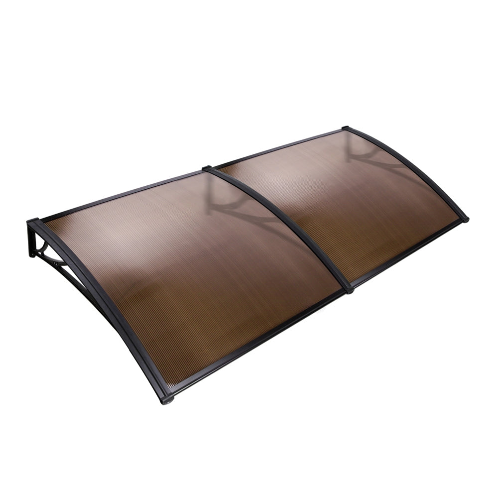 Window Door Awning | Canopy | 1mx2m | Brown Sheet | Black Plastic Frame