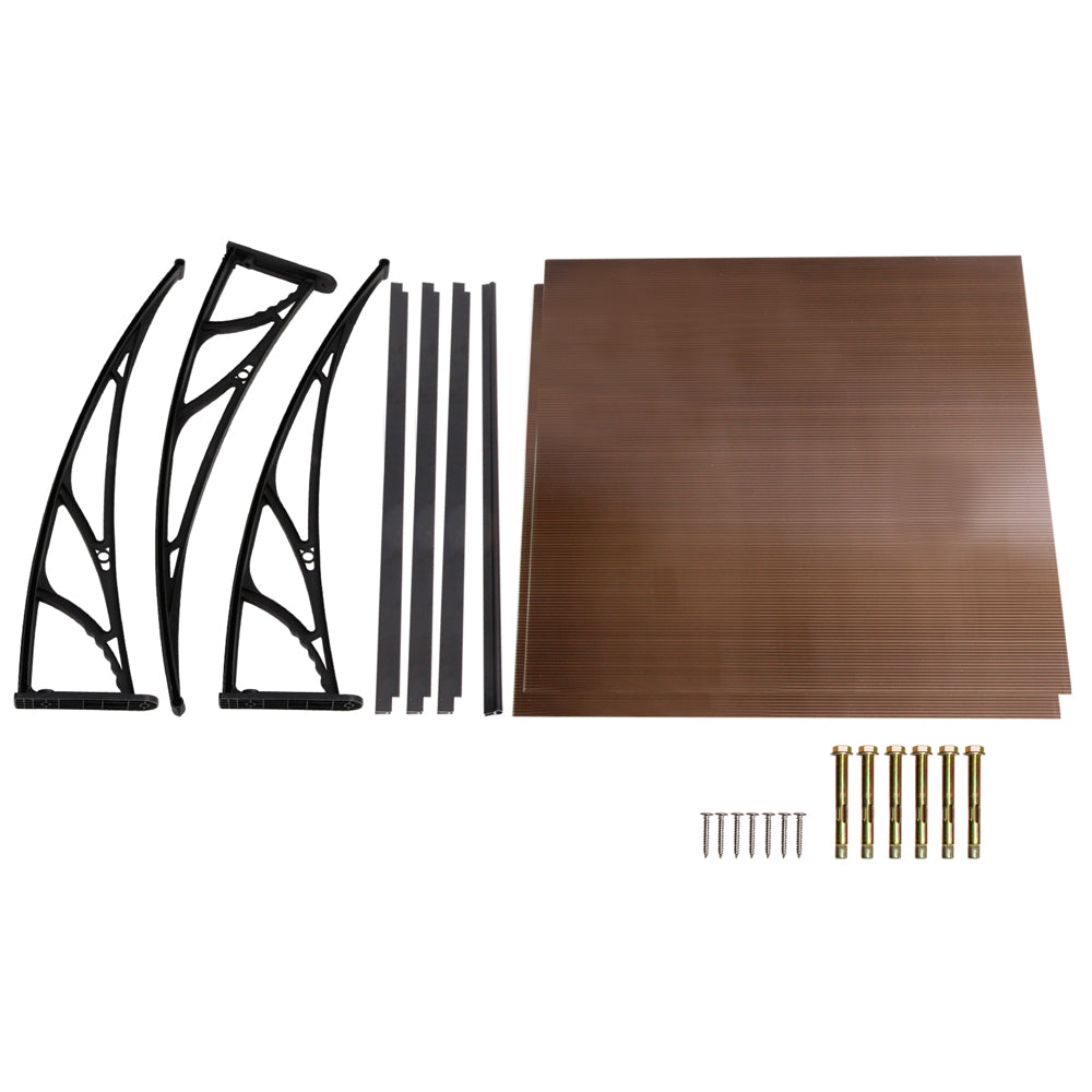 Window Door Awning | Canopy | 1mx2m | Brown Sheet | Black Plastic Frame