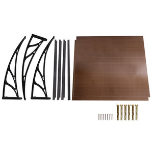 Window Door Awning | Canopy | 1mx2m | Brown Sheet | Black Plastic Frame