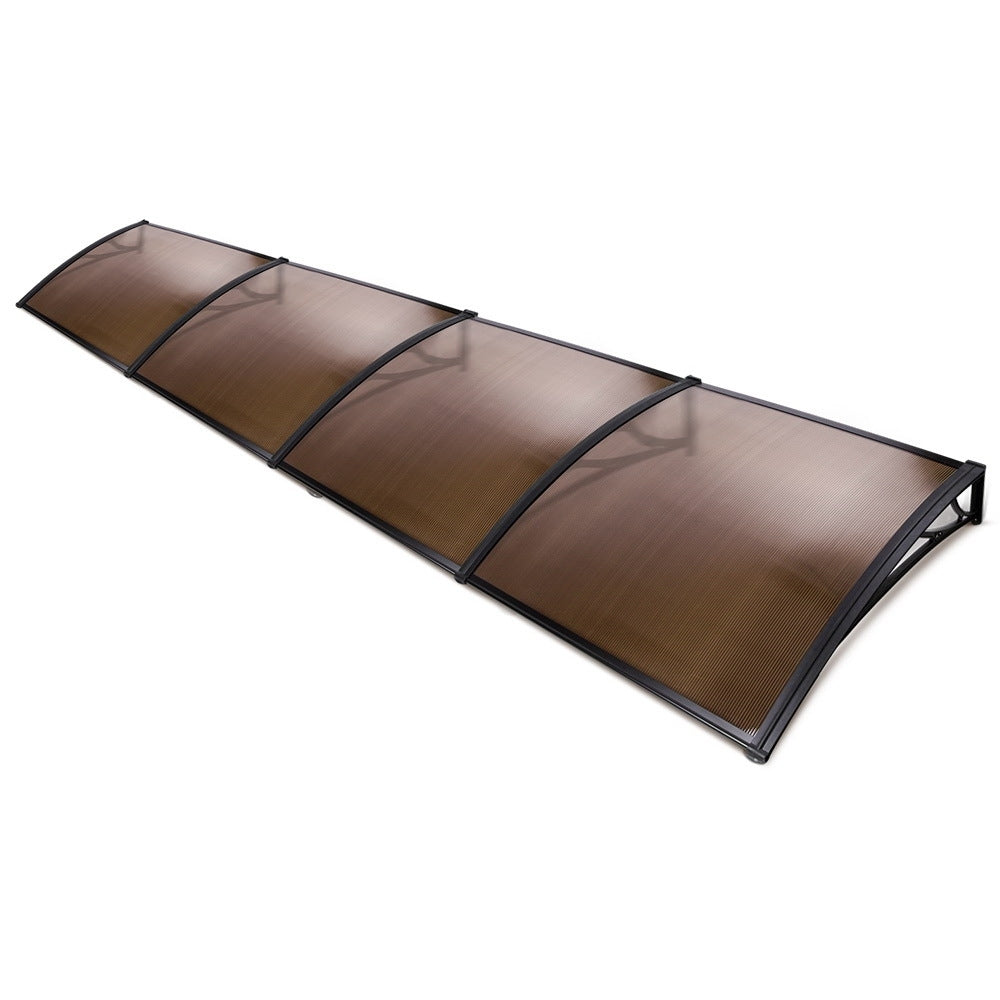 Window Awning | Door Canopy | 1m x 4m | Brown Sheet | Black Plastic Frame