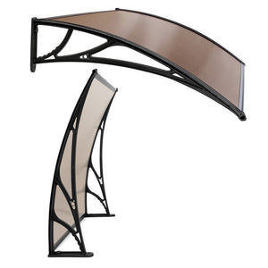 Window Awning | Door Canopy | 1m x 4m | Brown Sheet | Black Plastic Frame