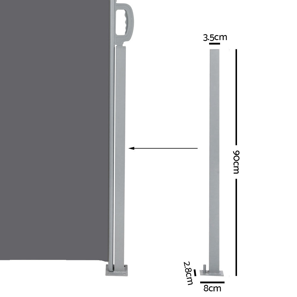Side Awning | Sun Shade | Outdoor | Retractable Privacy Screen | 1.8MX6M | Grey