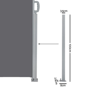 Side Awning | Sun Shade | Outdoor | Retractable Privacy Screen | 2x6M | Grey