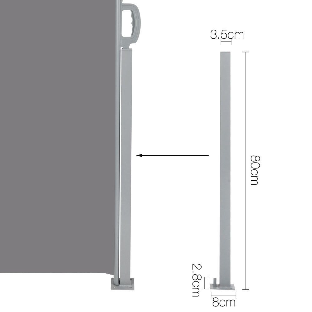 Retractable Side Awning Shade | 1.8x3m | Grey