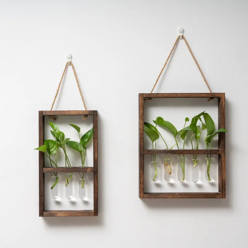Rustic Hydroponic Plant Wall Hanging Art With Growing Tubes | Various Sizes
