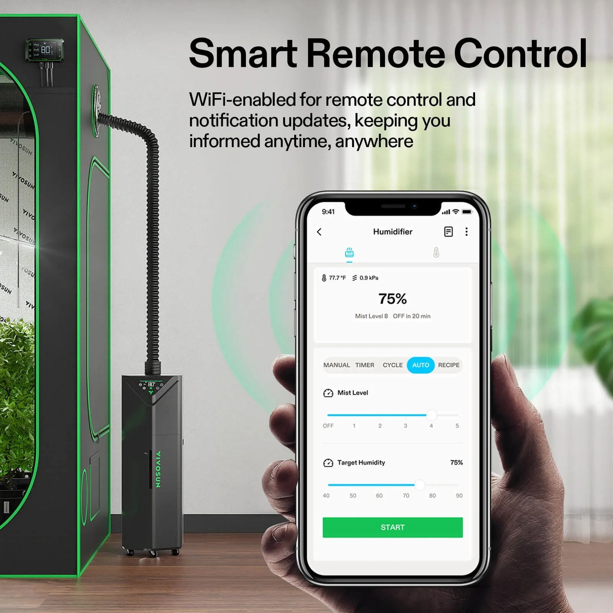 AeroStream H19 Intelligent Humidifier | 19L WiFi-Enabled with Temp & Humidity Probe for Grow Tents & Indoor Spaces