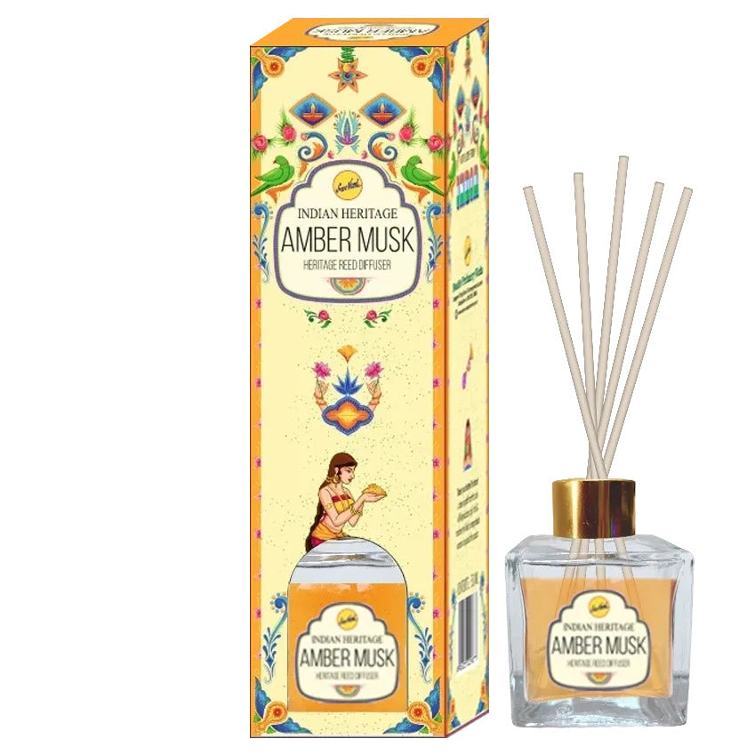 Amber Musk Reed Diffuser 50mL | Sree Vani Indian Heritage Home Fragrance